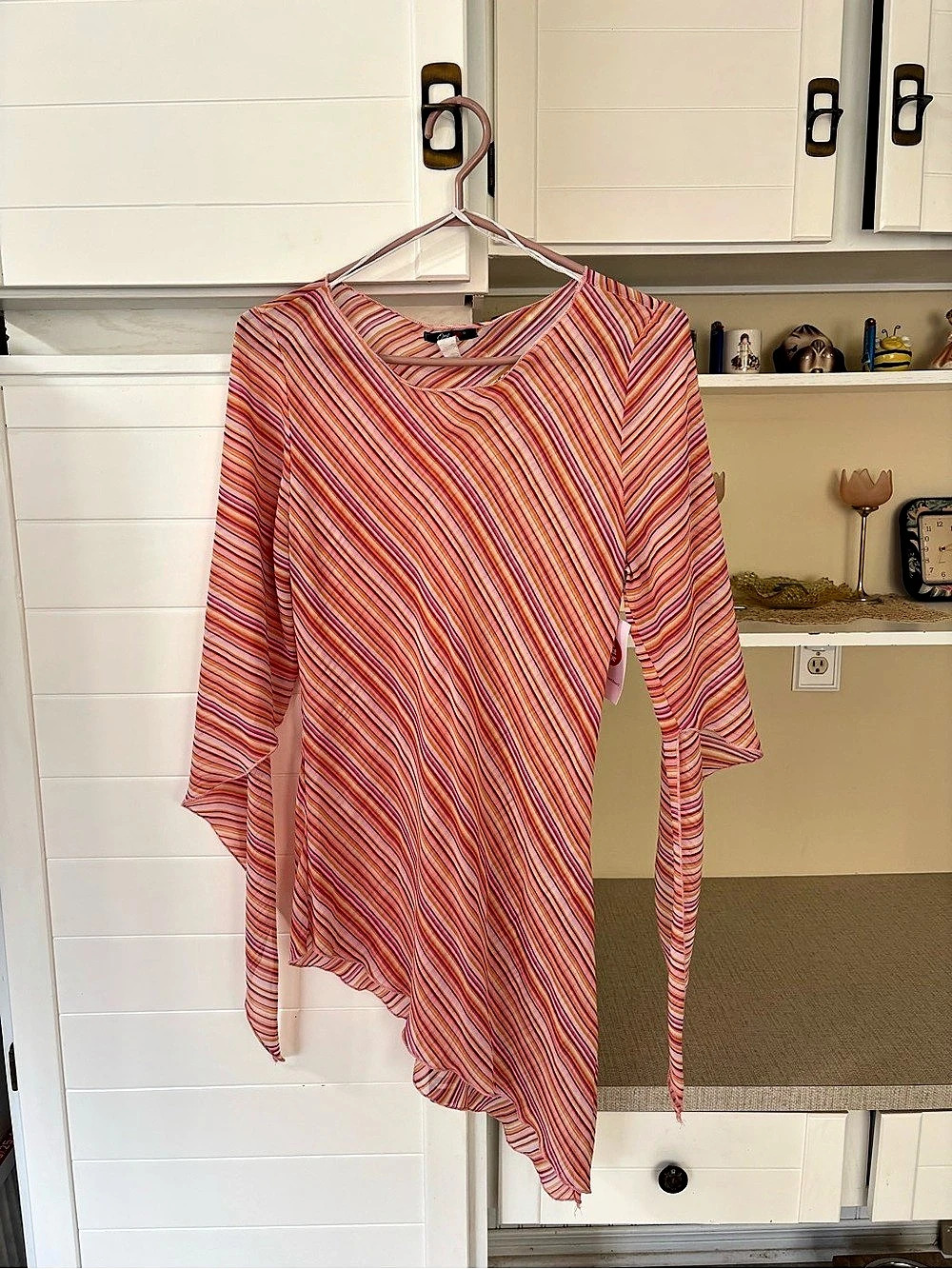 Y2K Sheer Asymmetrical Tunic Top